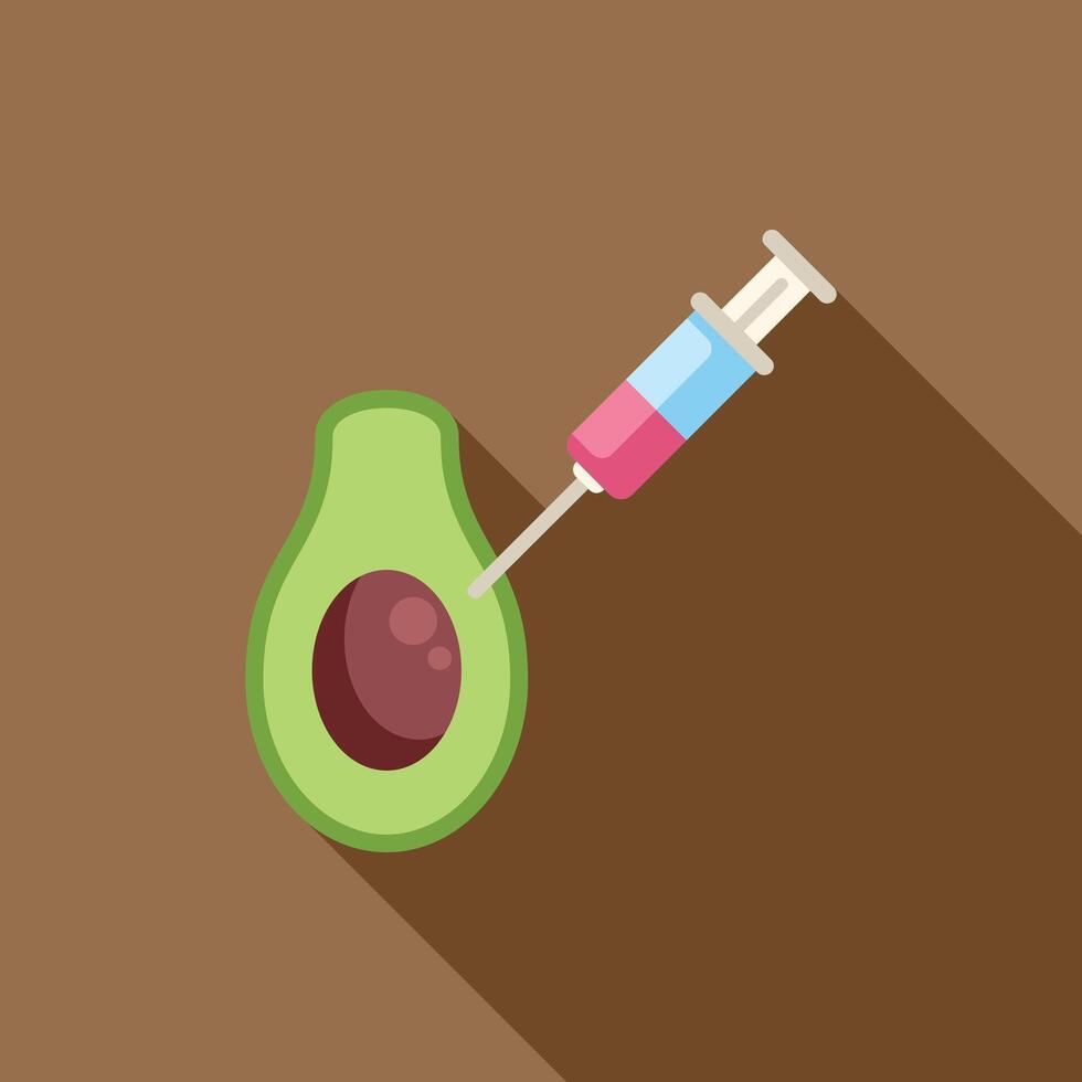 Syringe injecting chemical substance into an avocado vector