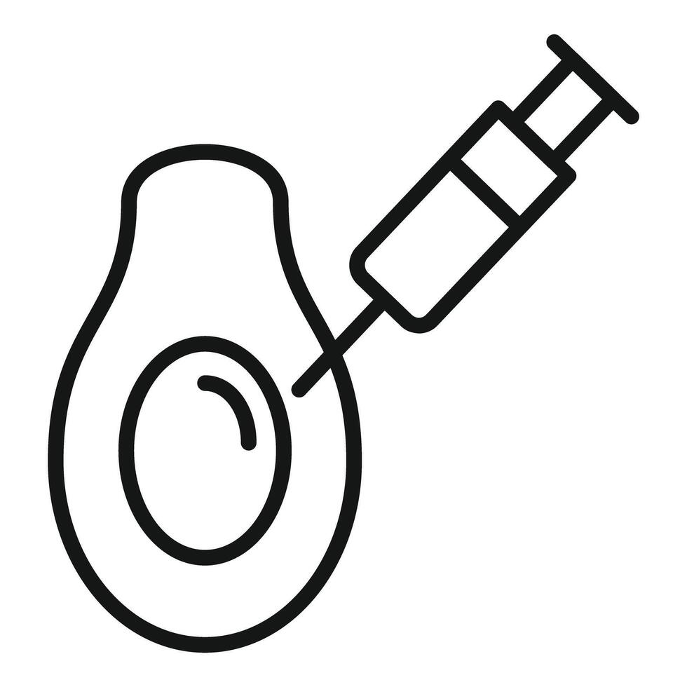 Syringe injecting chemical substance into an avocado vector