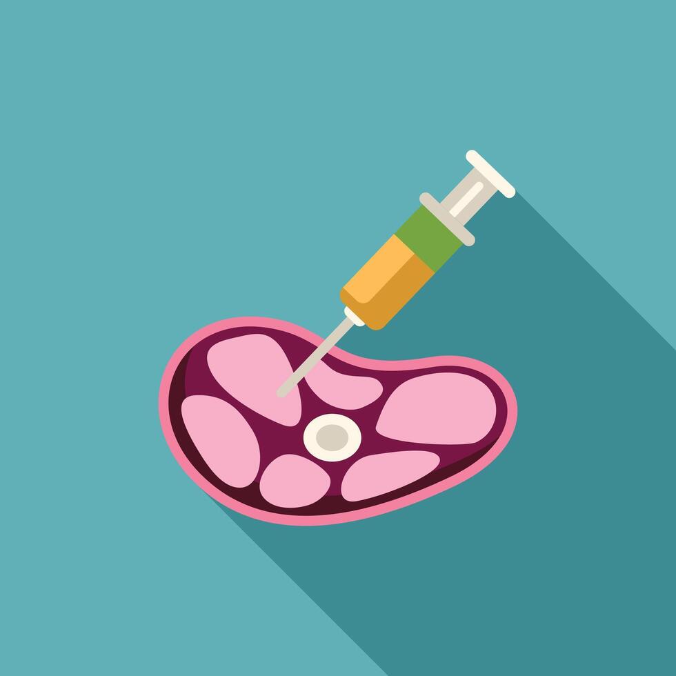 Syringe injecting hormones or antibiotics into meat vector