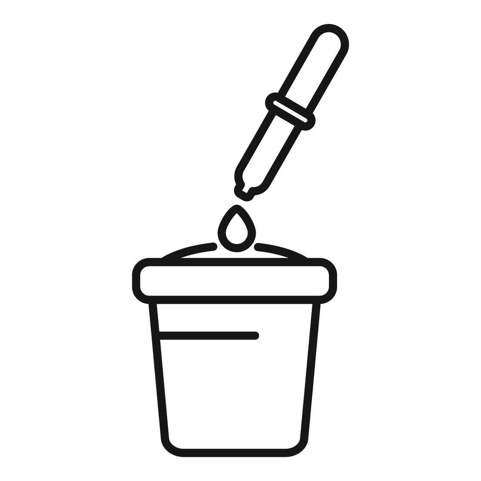 Pipette adding drop of liquid to beaker for chemistry experiment icon vector