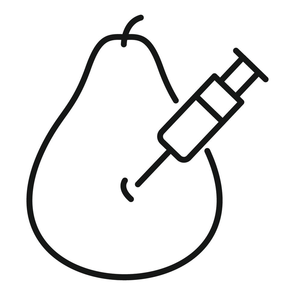 Syringe injecting chemical substance into a pear icon vector