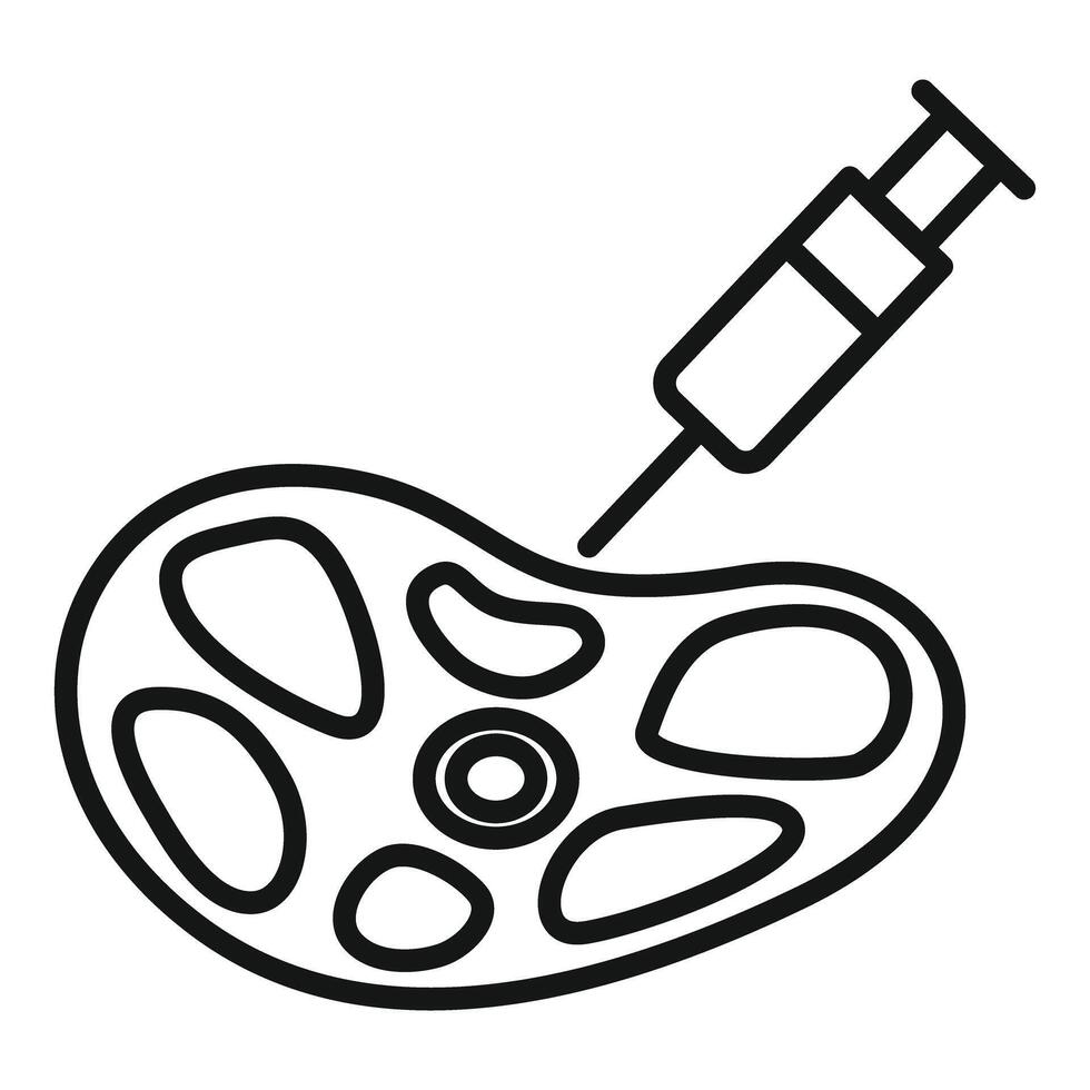 Syringe injecting cells icon for stem cells treatment vector