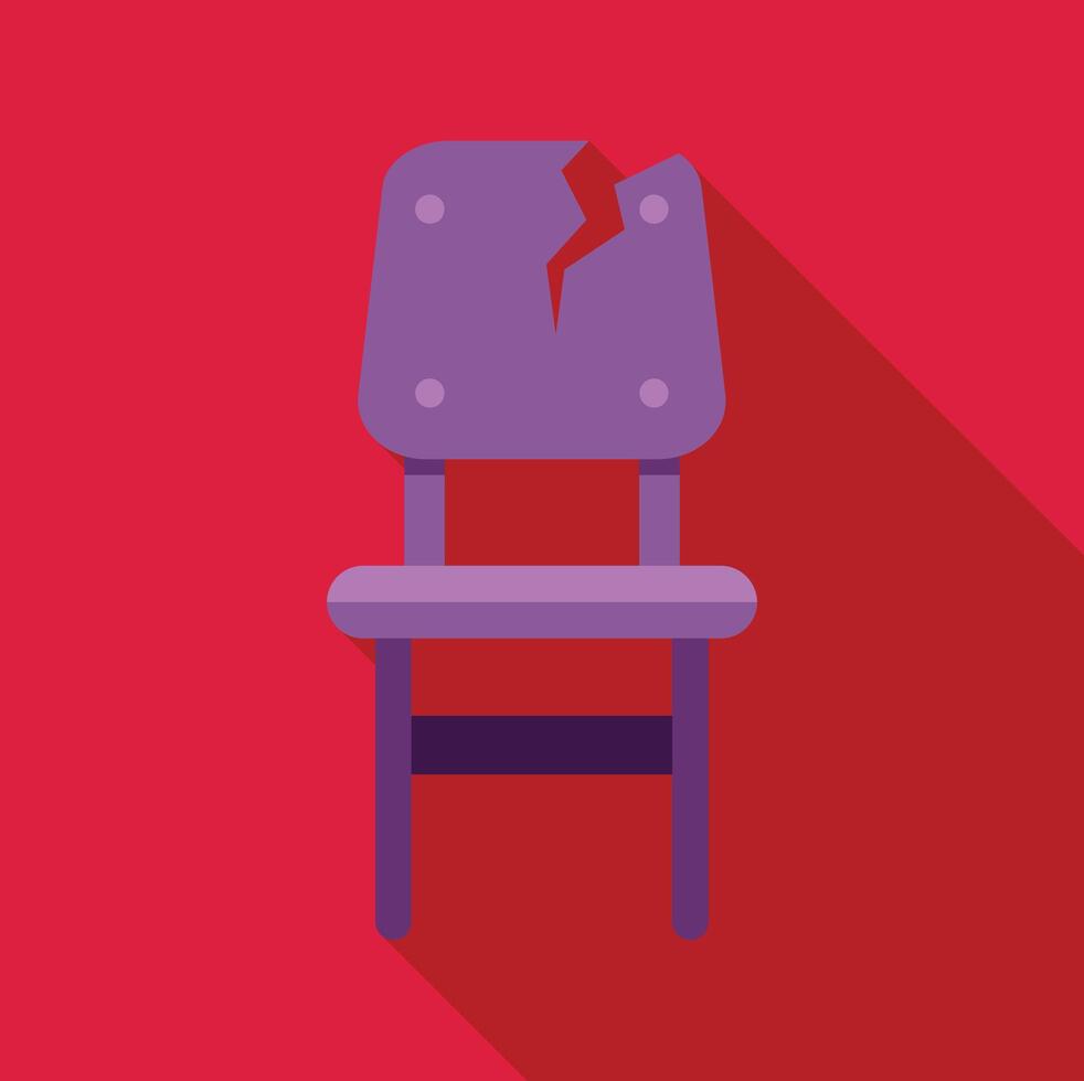 Broken chair showing damage and repair needed vector