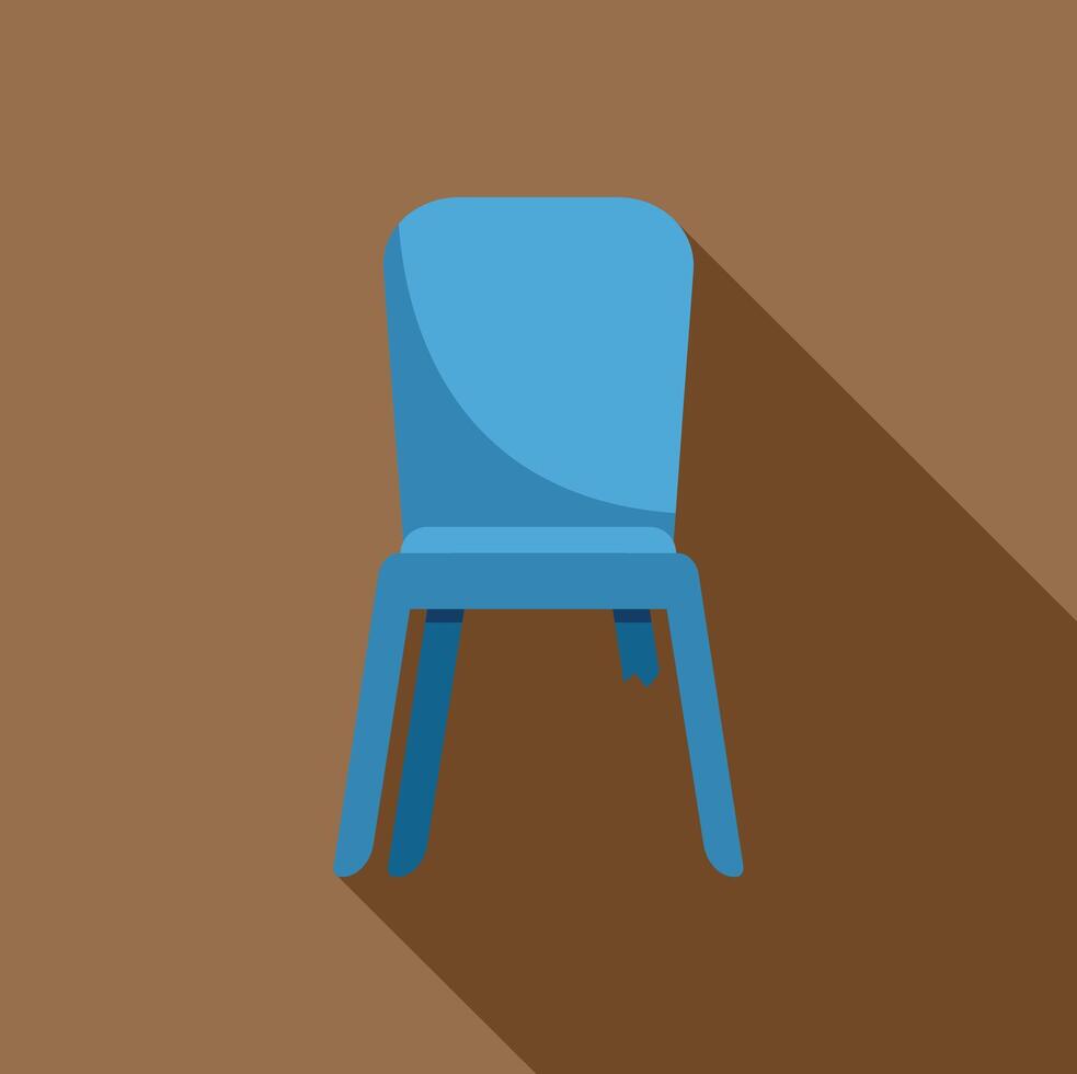 Blue plastic broken leg chair casting long shadow on brown background vector