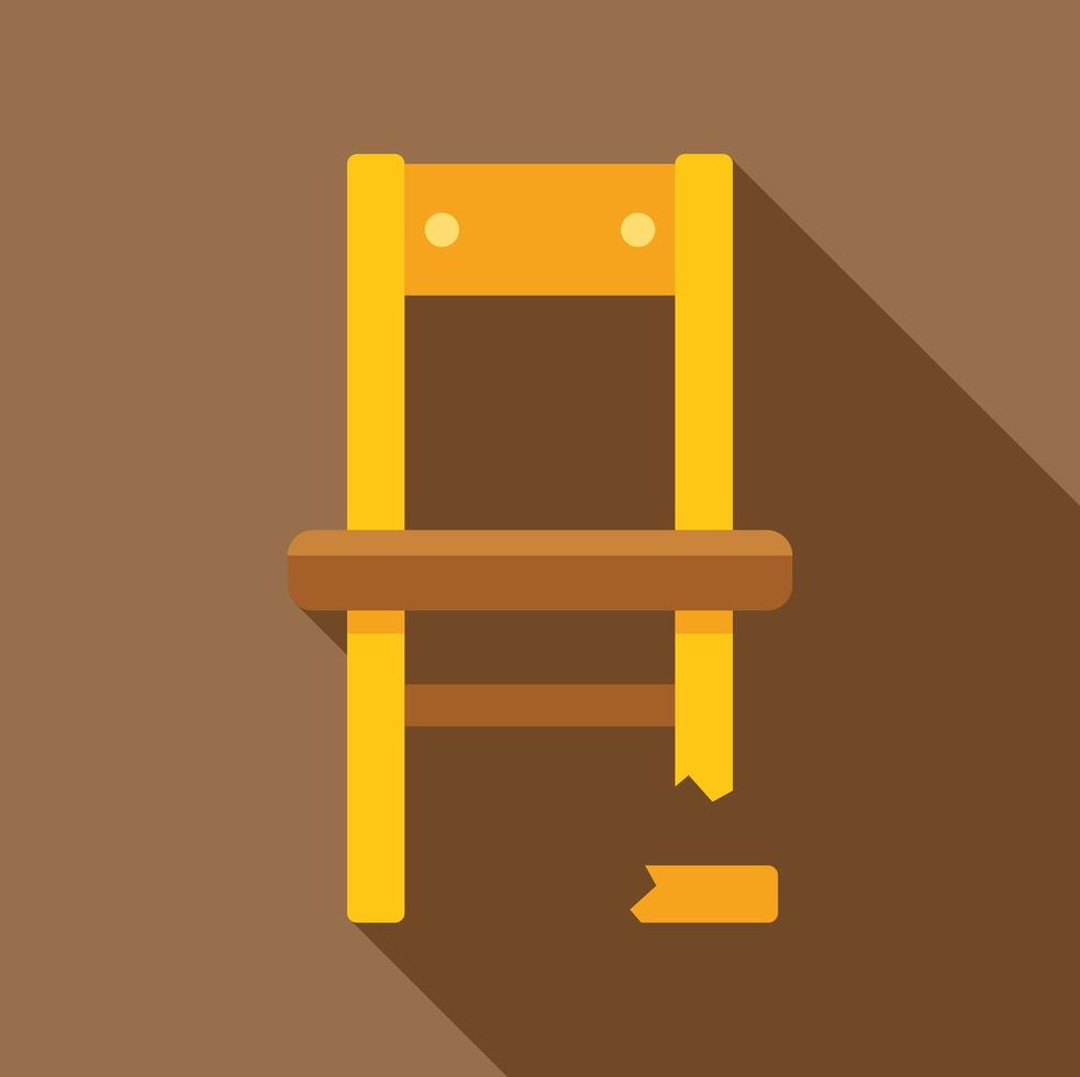 Broken wooden chair with missing leg on brown background vector