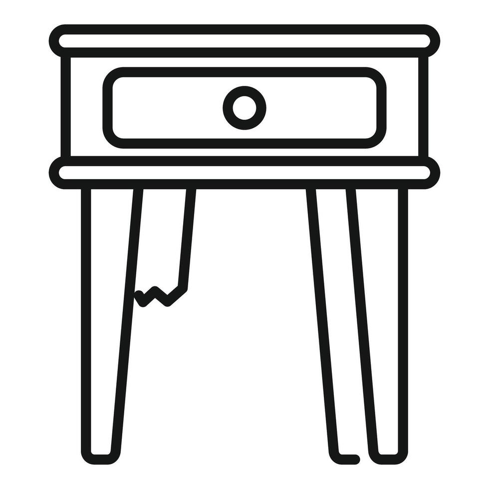Broken bedside table showing need for furniture repair vector