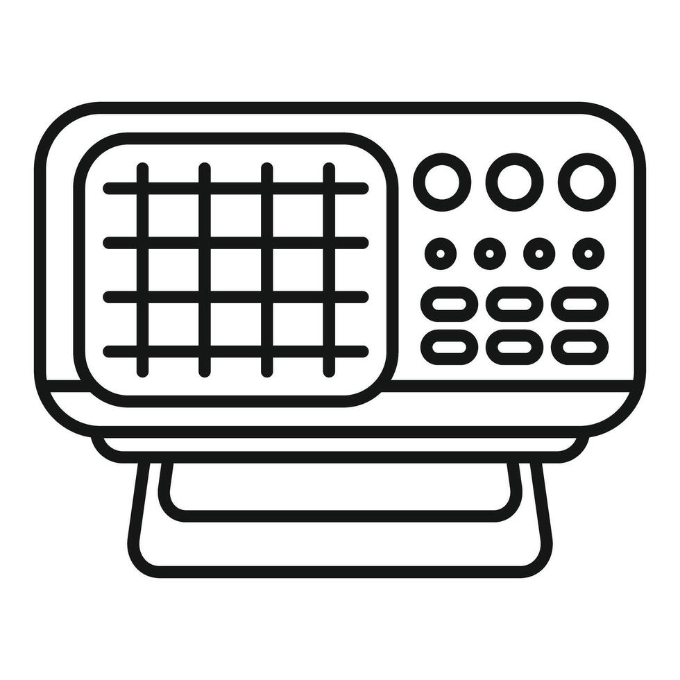 Old radio receiver standing on stand icon vector outline