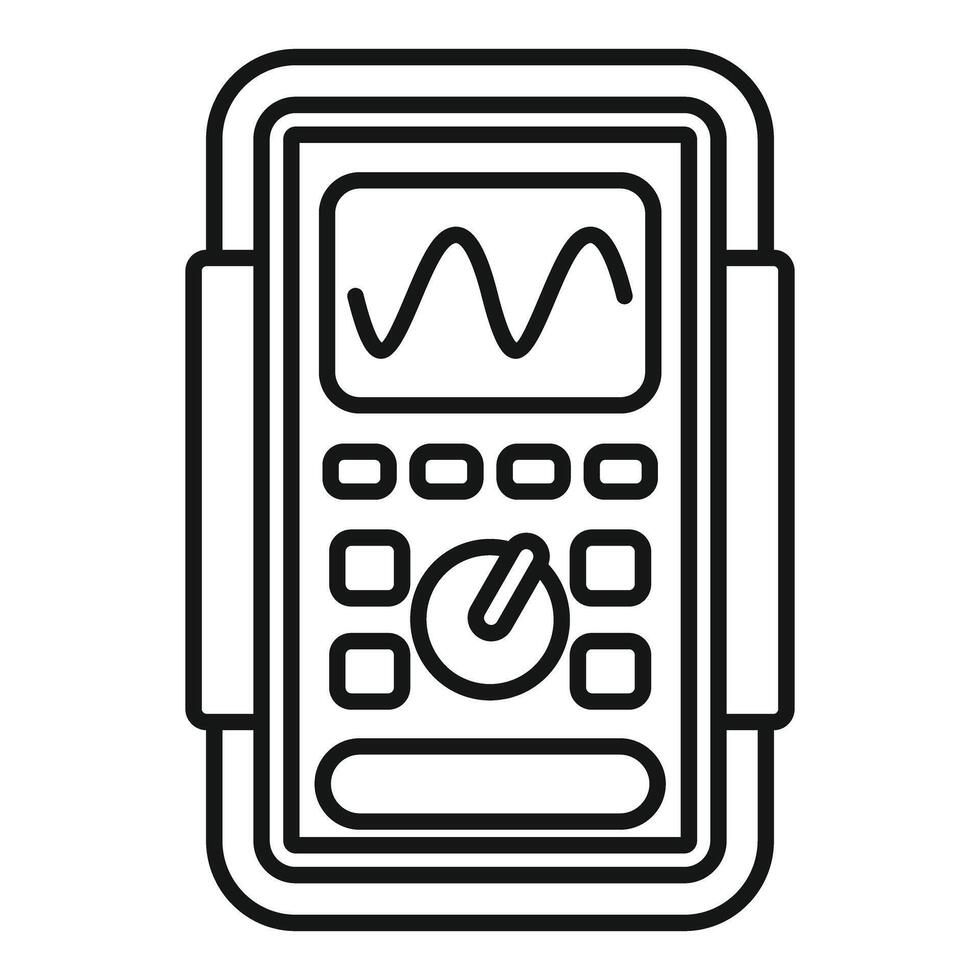 Digital oscilloscope showing sinus signal and control buttons vector
