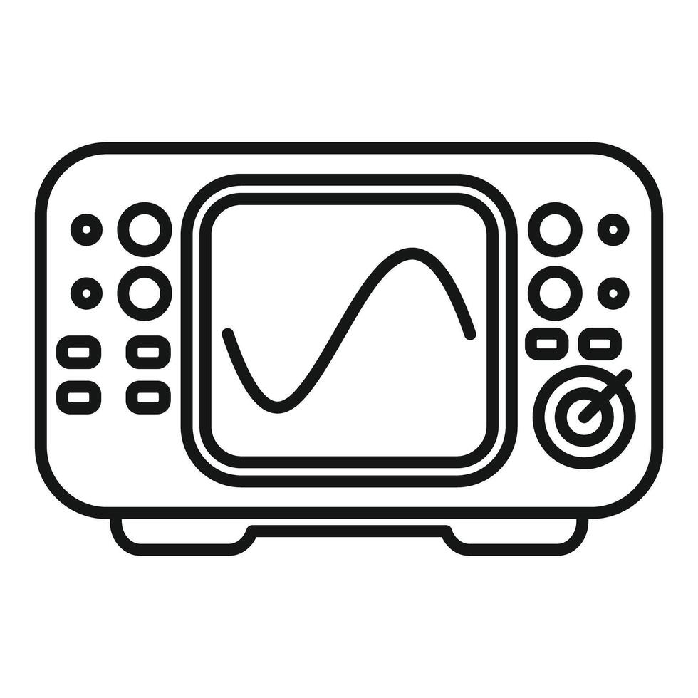 Digital oscilloscope showing sinusoidal signal on screen vector