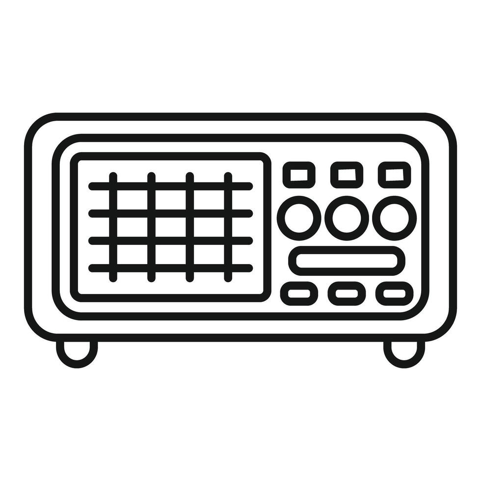 Old radio receiver broadcasting music on airwaves icon vector