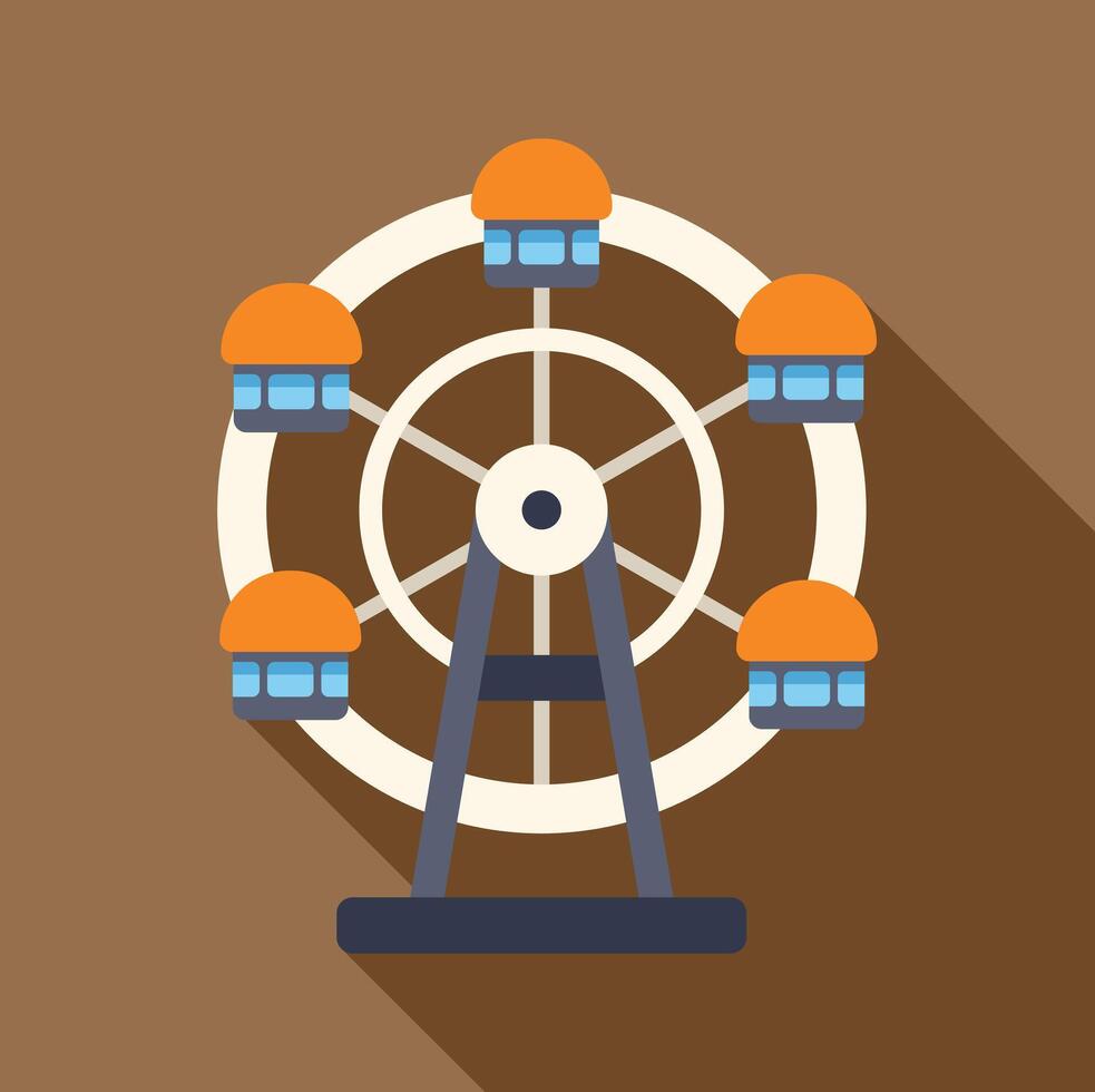 Ferris wheel rotating at amusement park with brown background vector