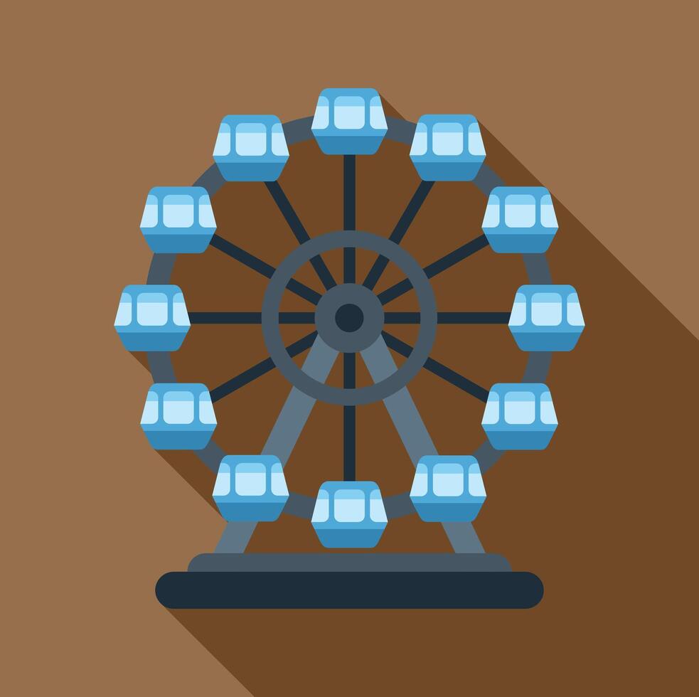 Ferris wheel rotating at amusement park on brown background vector