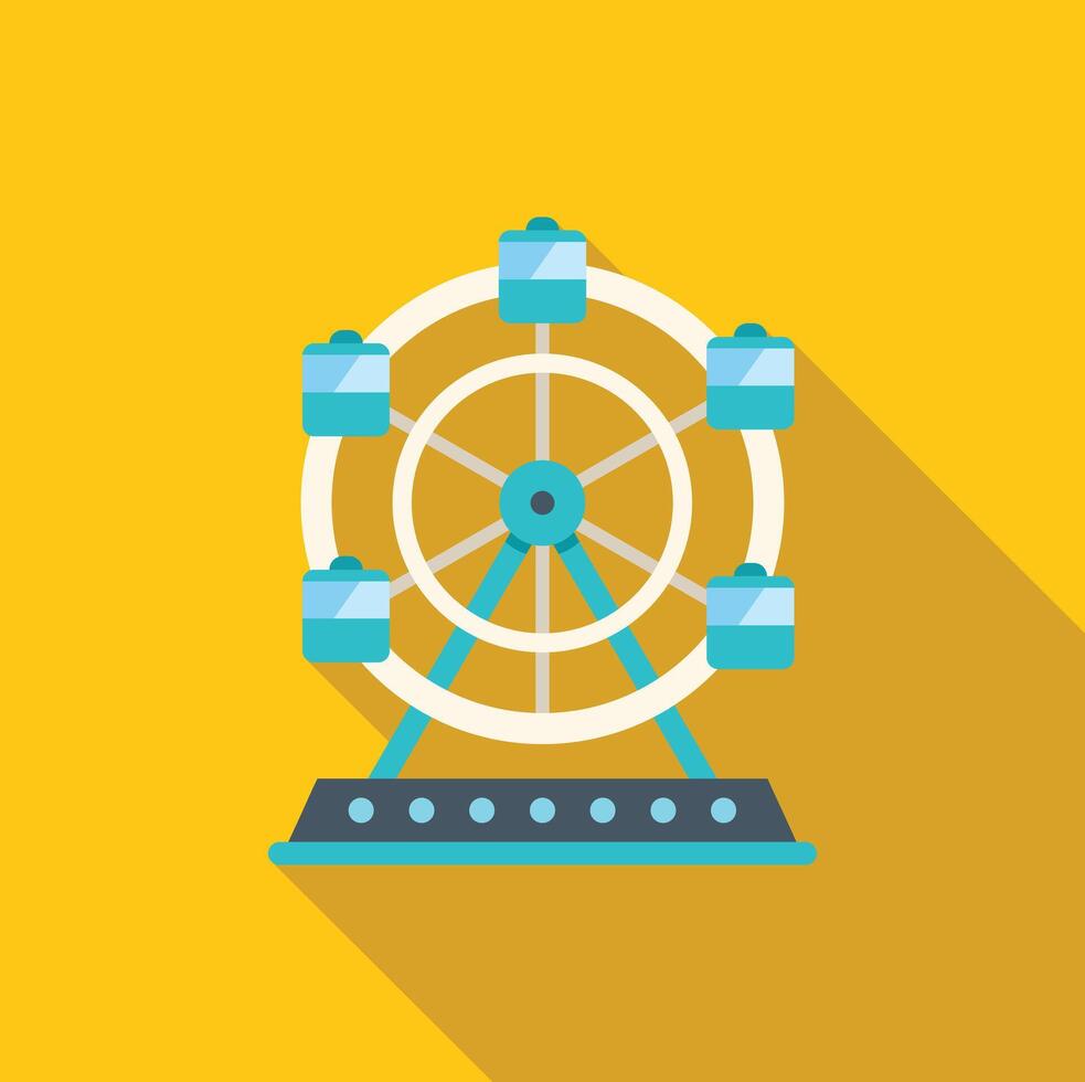 Ferris wheel rotating on yellow background with long shadow vector