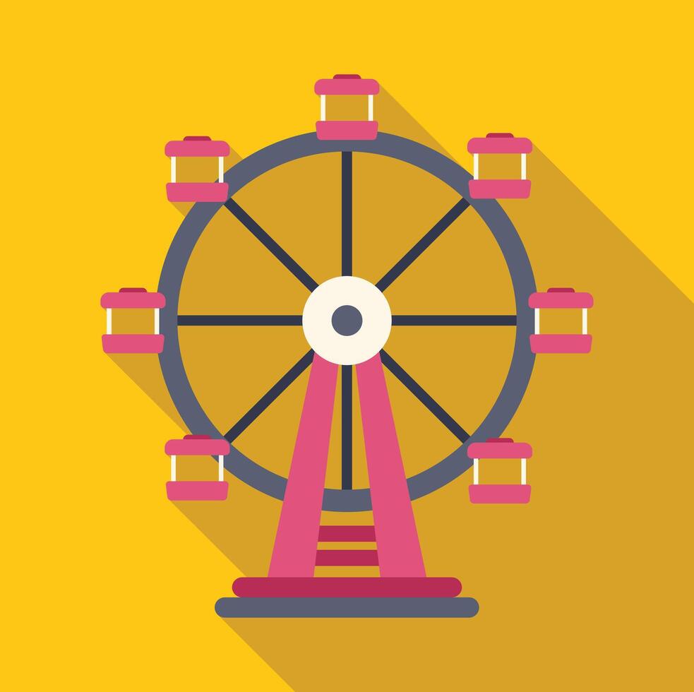 Ferris wheel rotating at amusement park on yellow background vector
