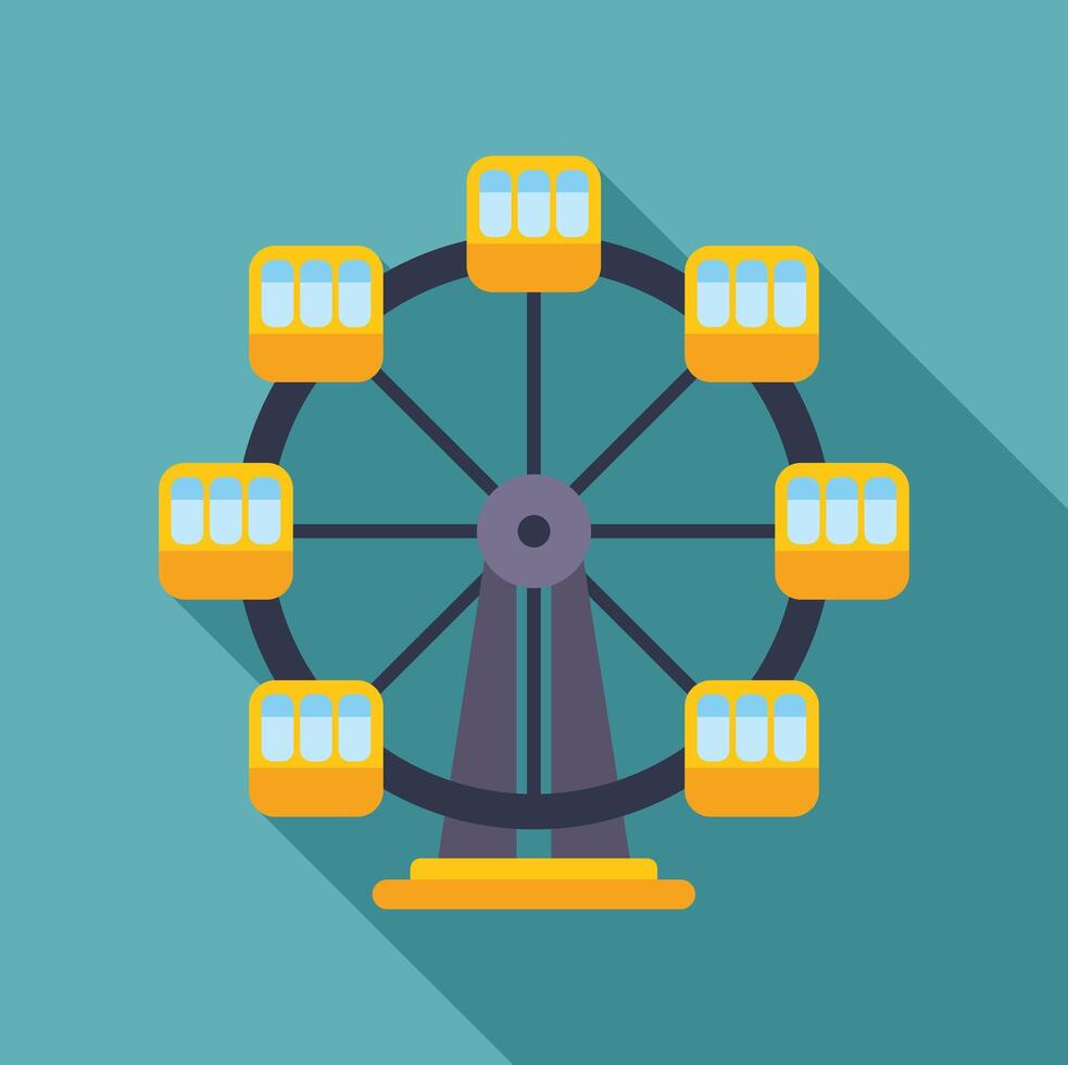 Ferris wheel rotating with empty cabins at amusement park vector