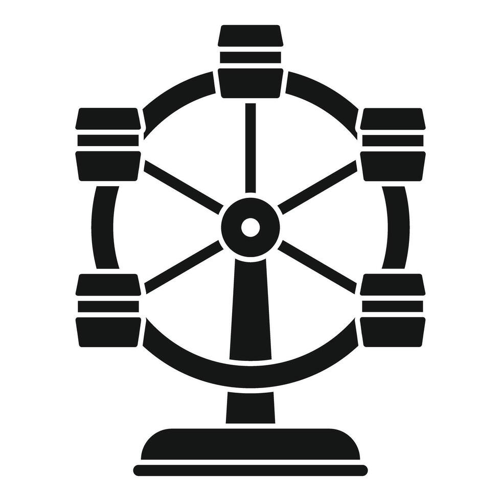 Ferris wheel with cabins rotating at amusement park vector