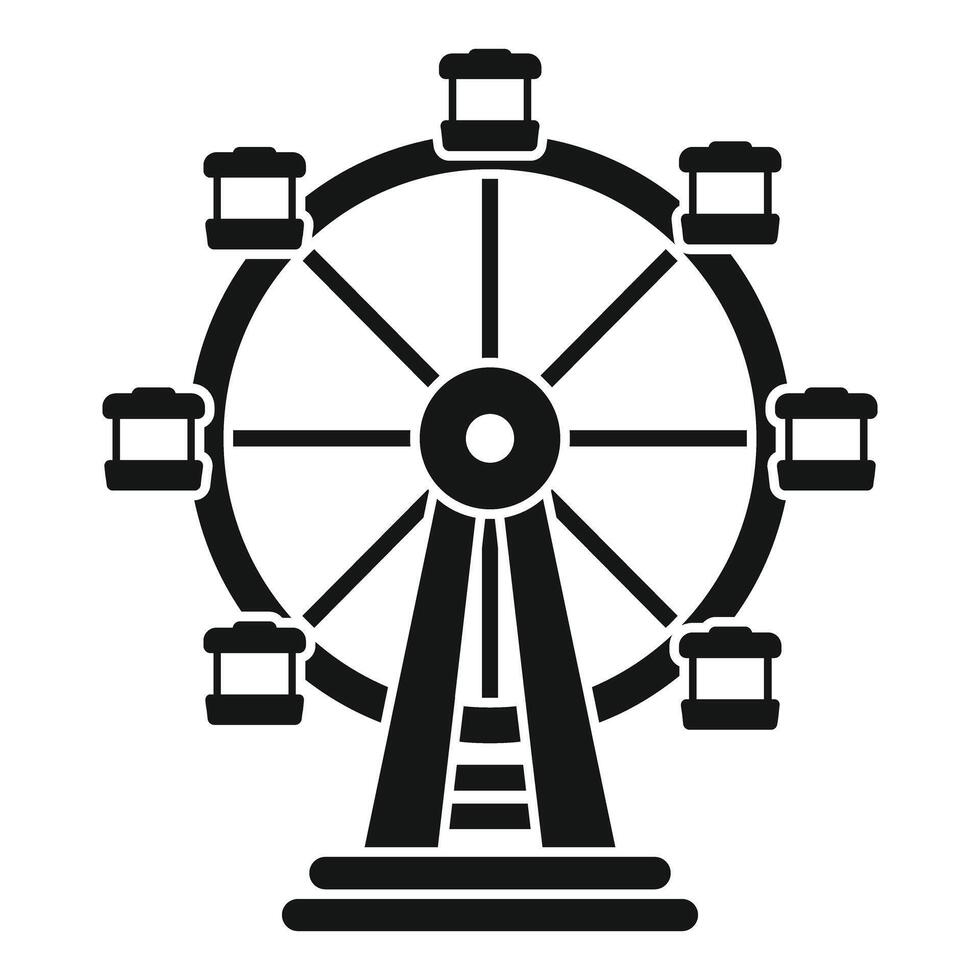 Ferris wheel rotating at amusement park silhouette icon vector