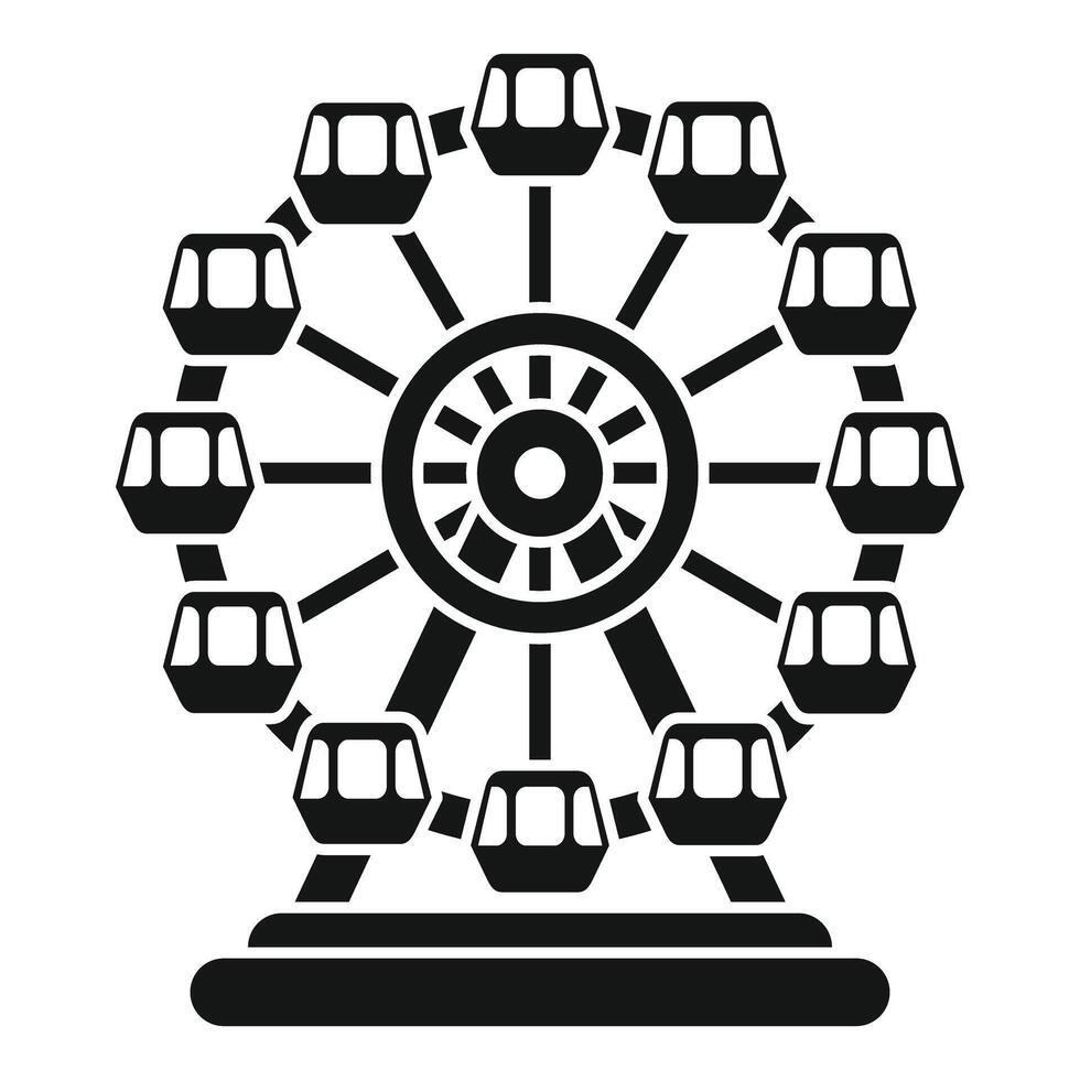 Ferris wheel silhouette standing on the ground, amusement park icon vector