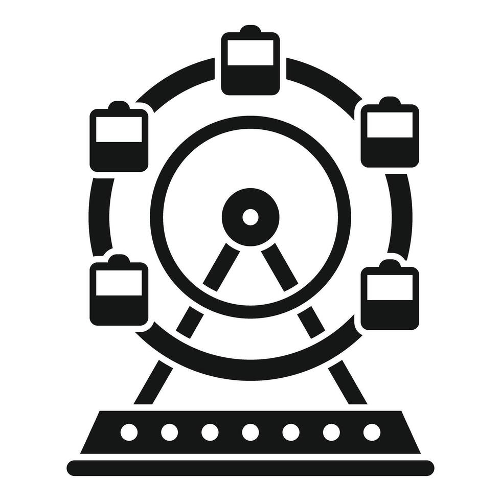 Ferris wheel rotating at amusement park silhouette icon vector