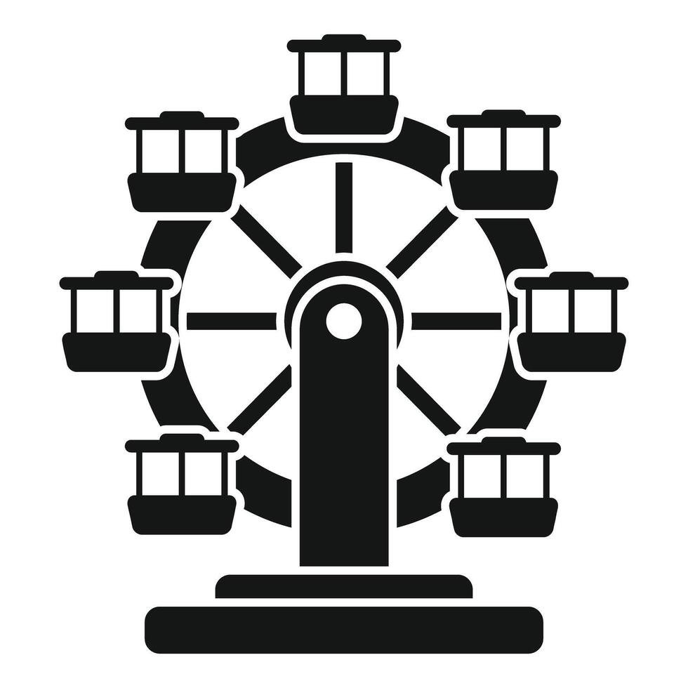 Ferris wheel rotating at amusement park silhouette icon vector