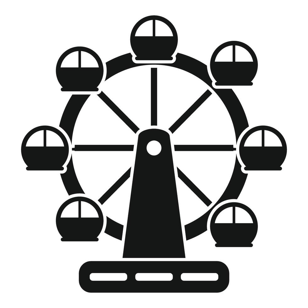 Ferris wheel rotating at amusement park silhouette icon vector