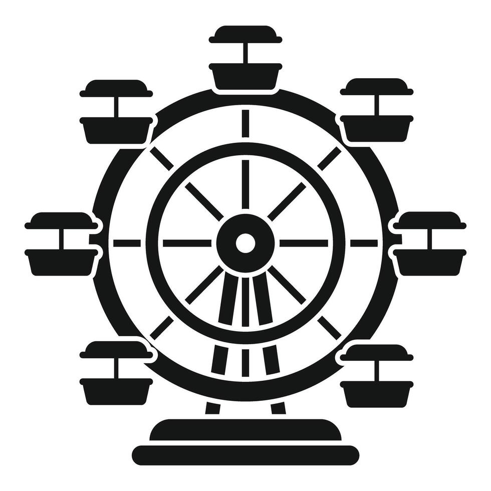 Ferris wheel with cabins rotating at park attraction vector