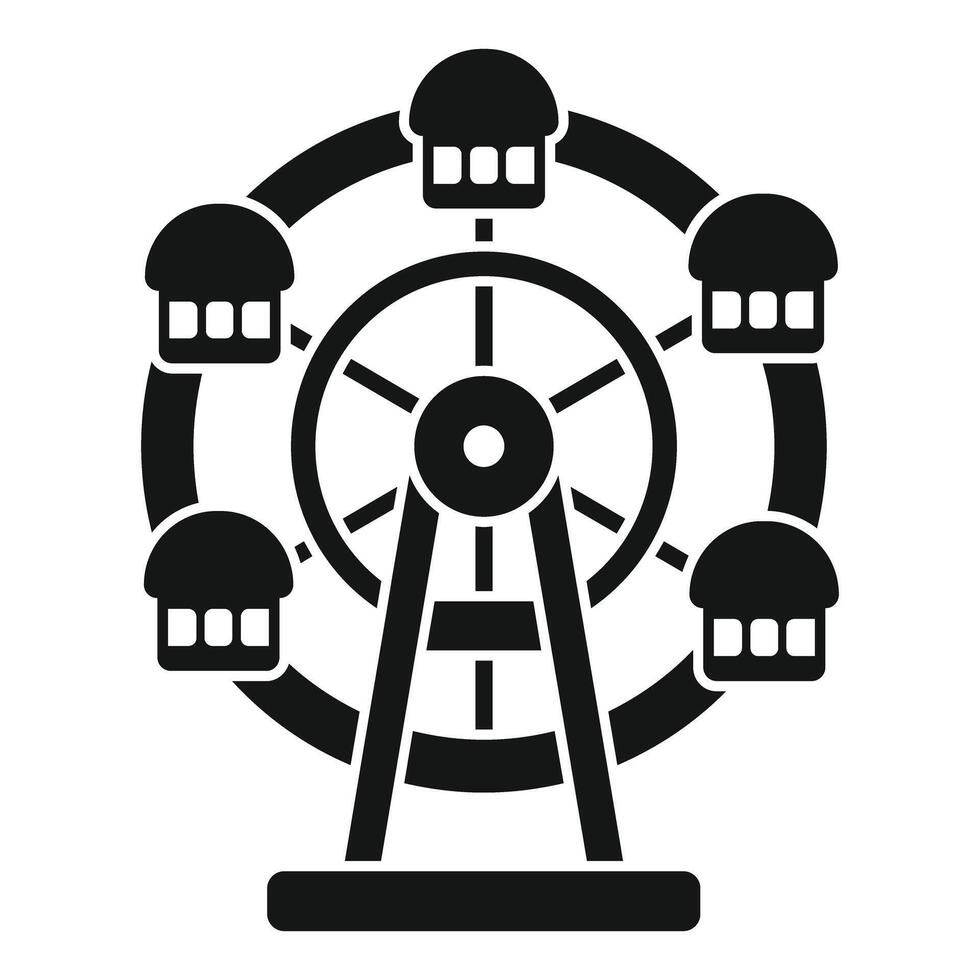 Ferris wheel turning at amusement park silhouette icon vector