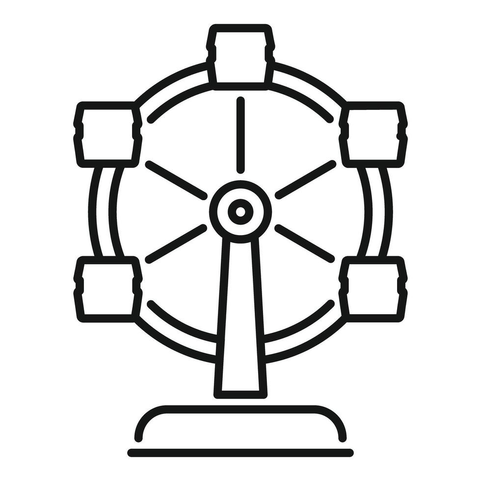 Ferris wheel rotating at amusement park minimal line art icon vector