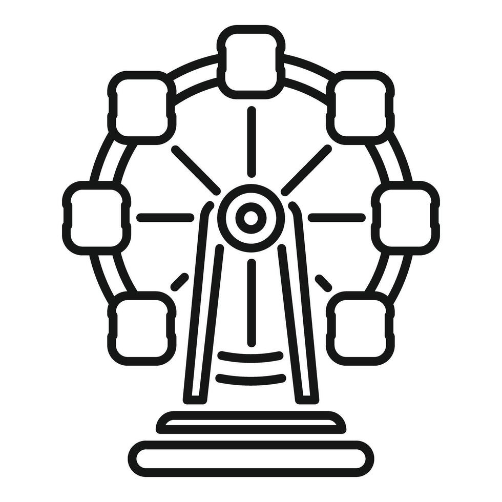 Ferris wheel spinning at amusement park line art icon vector