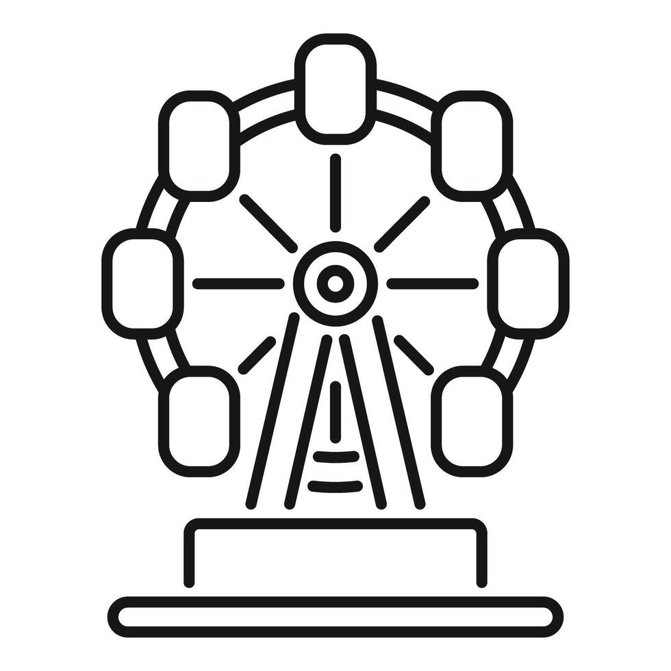 Ferris wheel standing on platform with cabins rotating on white background vector