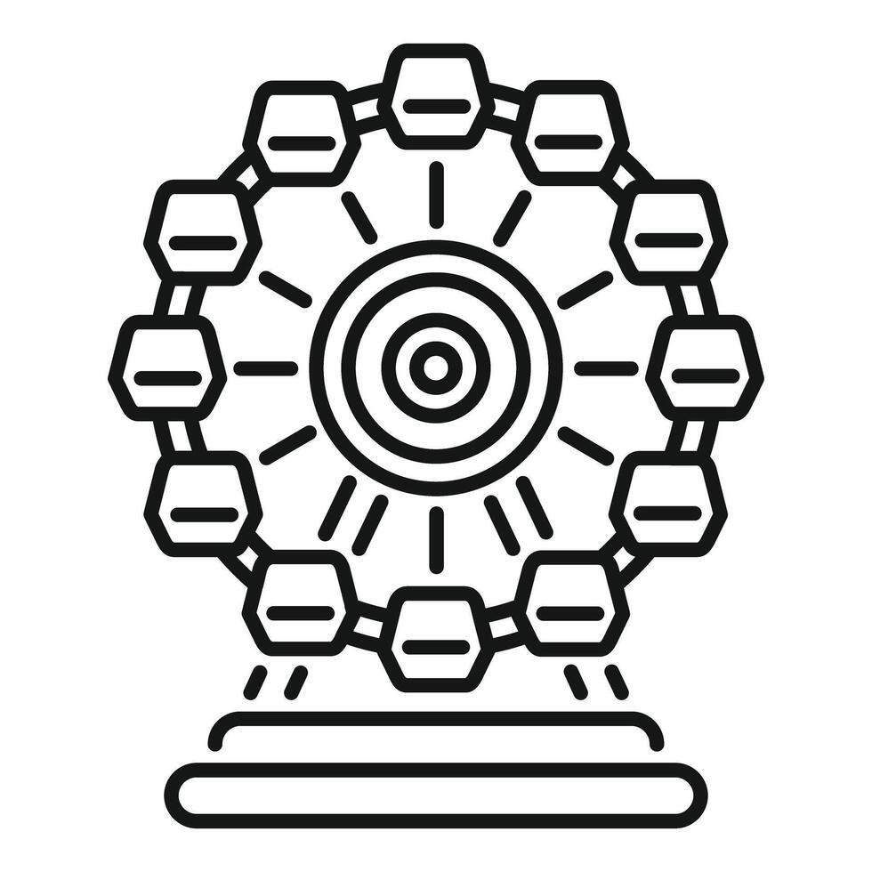 Ferris wheel with cabins rotating on amusement park attraction vector