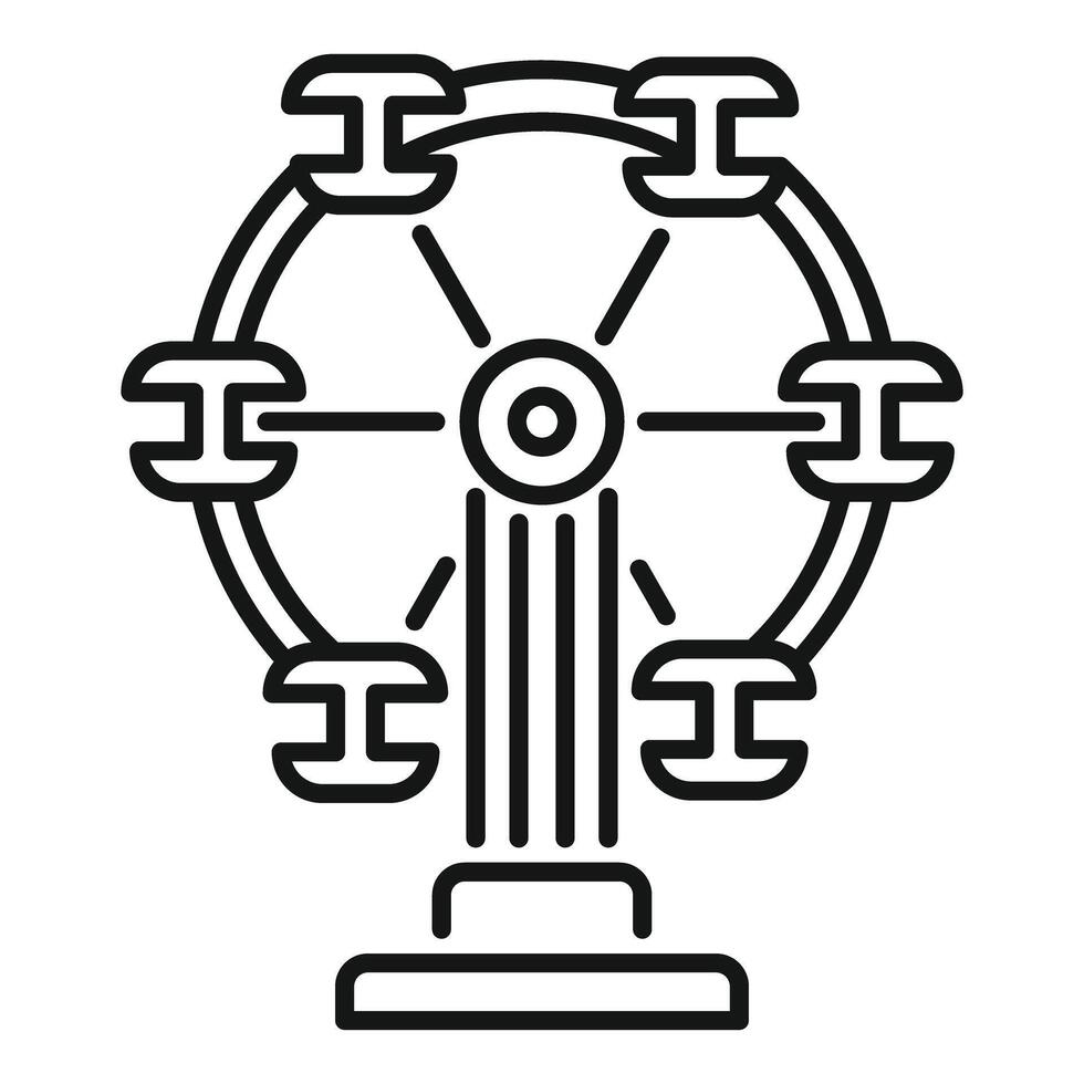 Ferris wheel with empty cabins rotating in amusement park vector