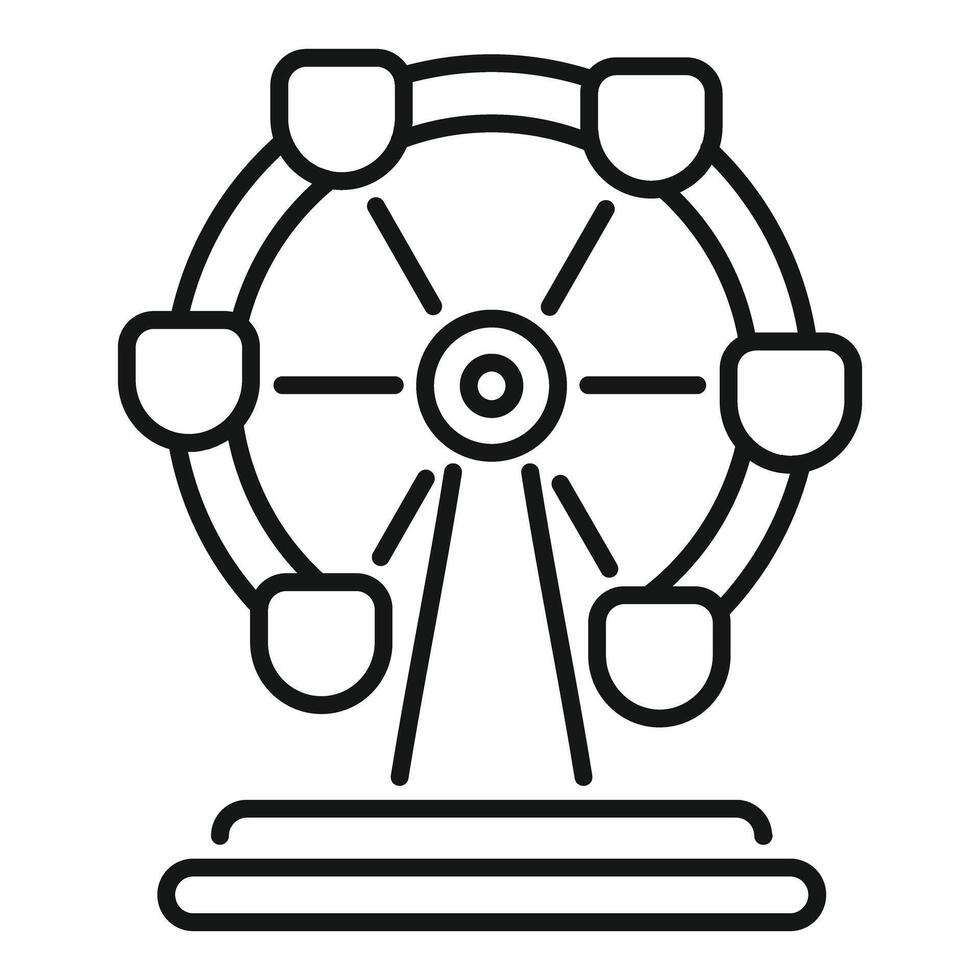 Ferris wheel rotating on amusement park with cabins vector