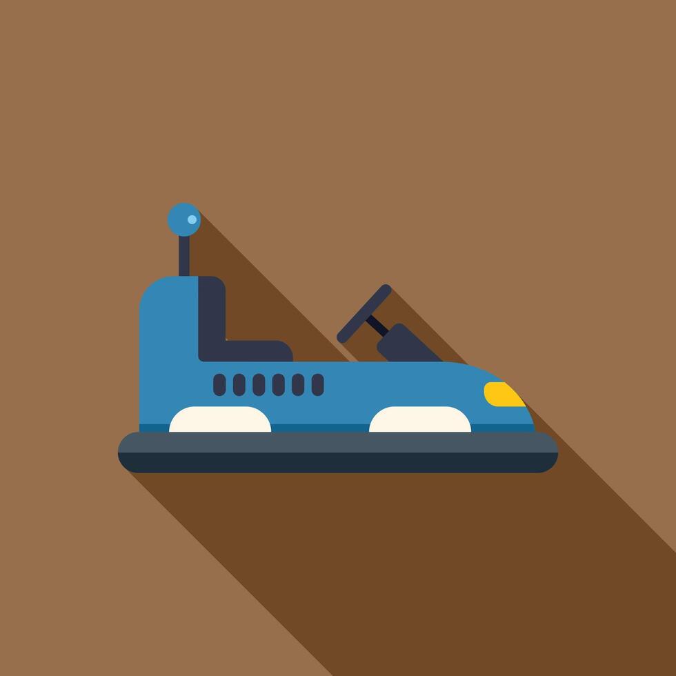 Blue bumper car with antenna drifting with long shadow vector