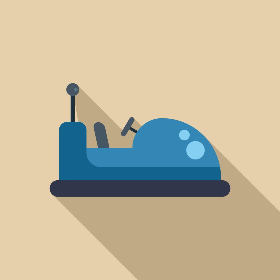 Blue bumper car icon with long shadow on beige background vector