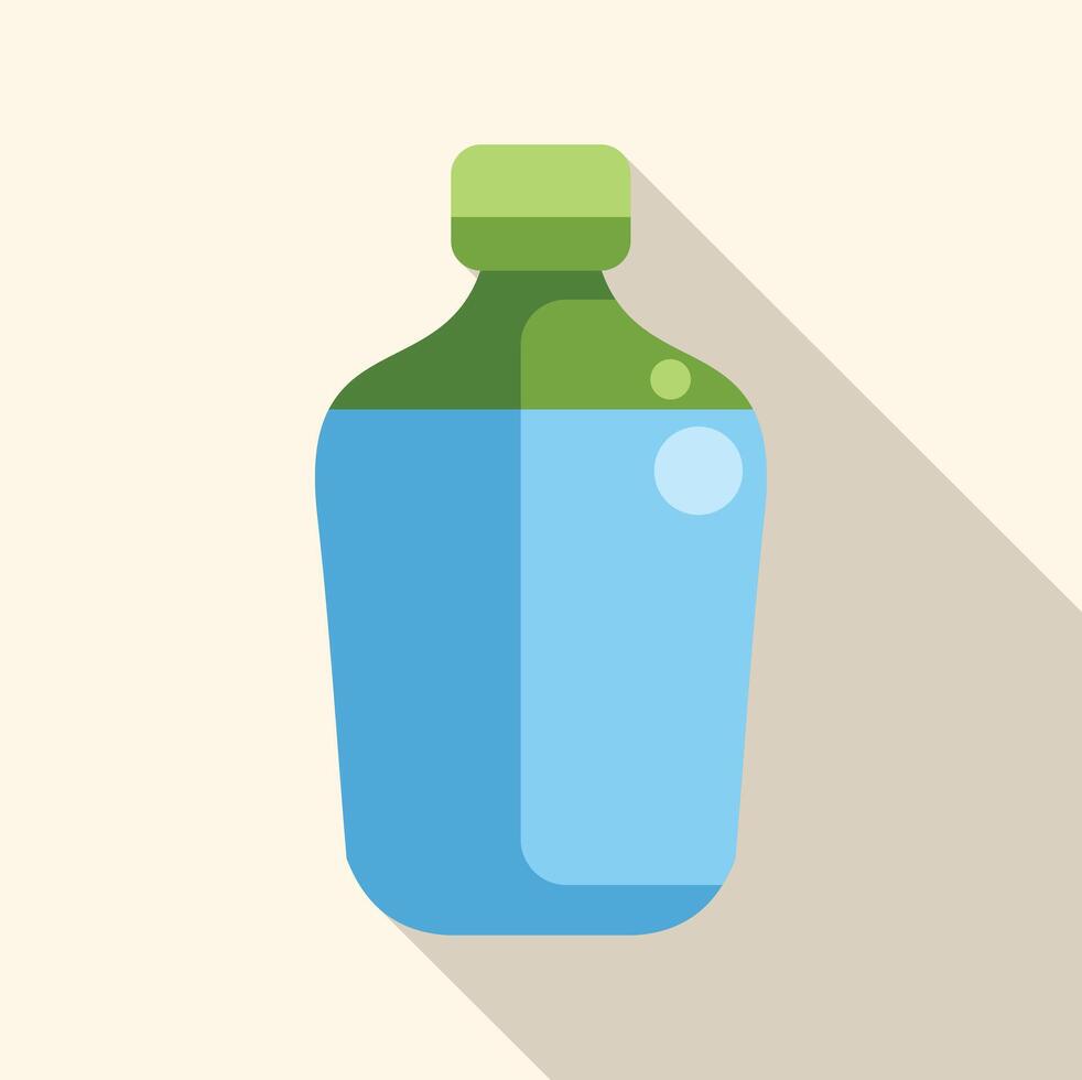 Blue reusable water bottle casting long shadow on beige background vector