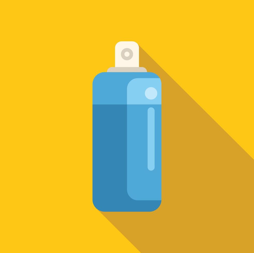 Blue spray bottle with long shadow on yellow background vector