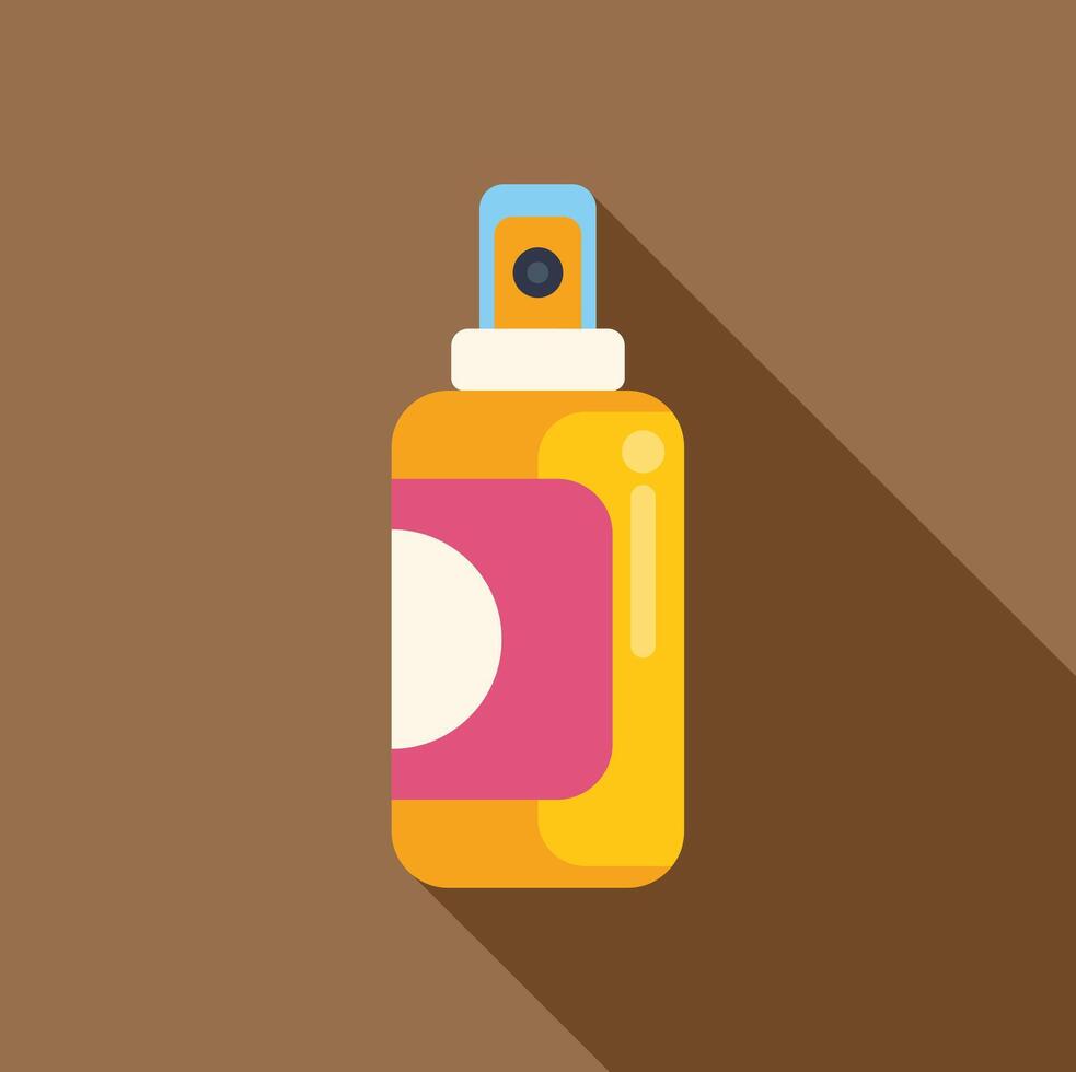 Yellow and pink spray bottle with long shadow on brown background vector