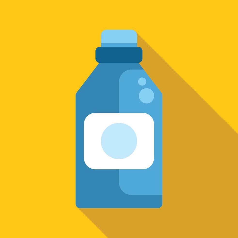 Blue bottle of cleaning product with blank label for your brand on a yellow background vector