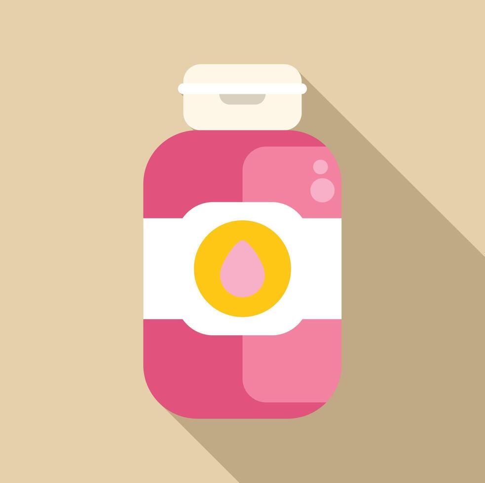 Pink cosmetic bottle dropper packaging with label illustration vector