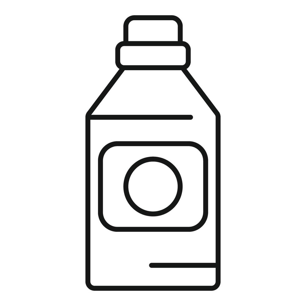 Laundry detergent or softener bottle line icon showing cleaning product vector