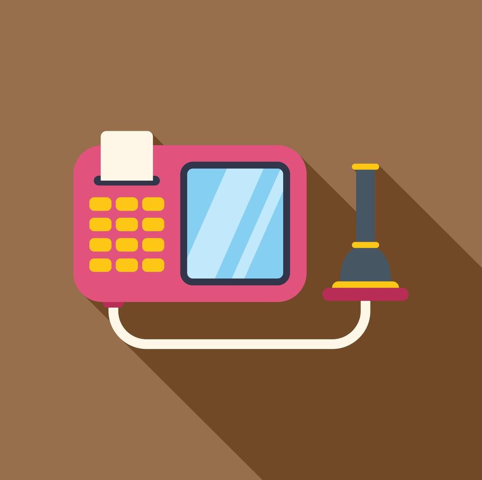 Pink pos terminal accepting contactless payment using nfc technology vector
