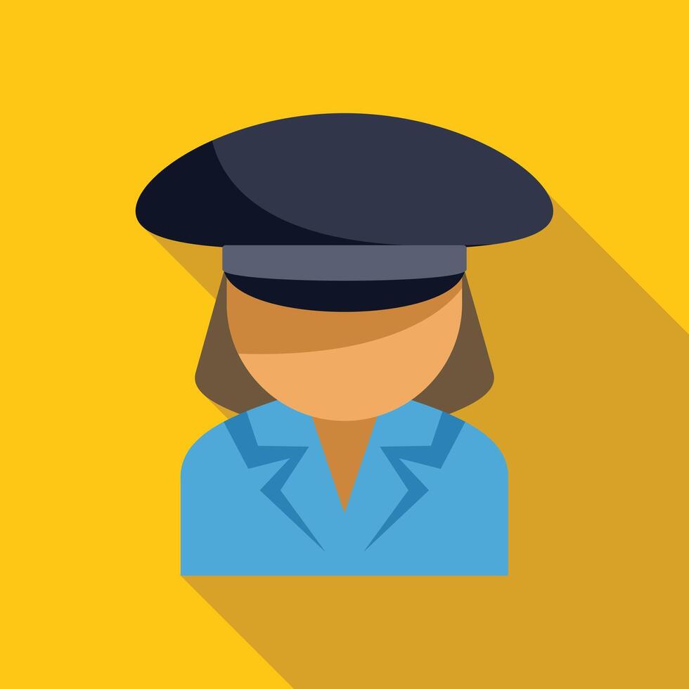 Simple vector illustration of a policewoman wearing a blue uniform