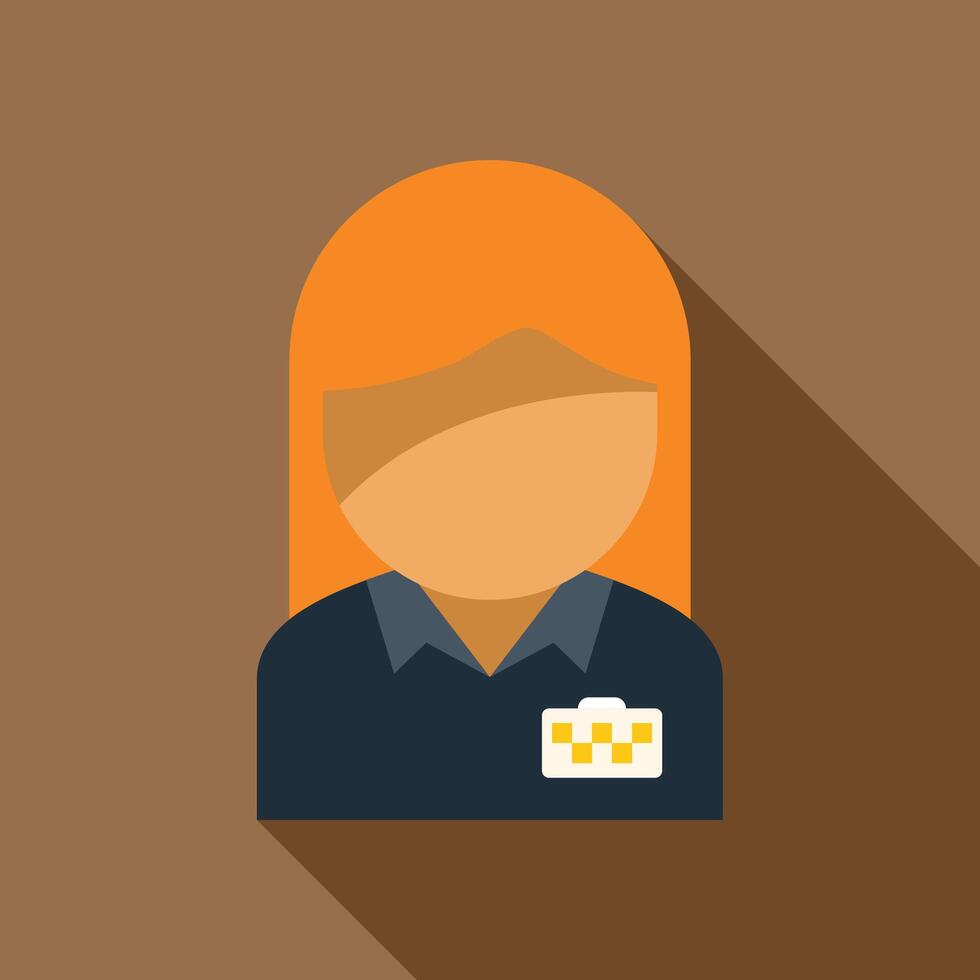 Blonde woman taxi driver wearing uniform with badge vector