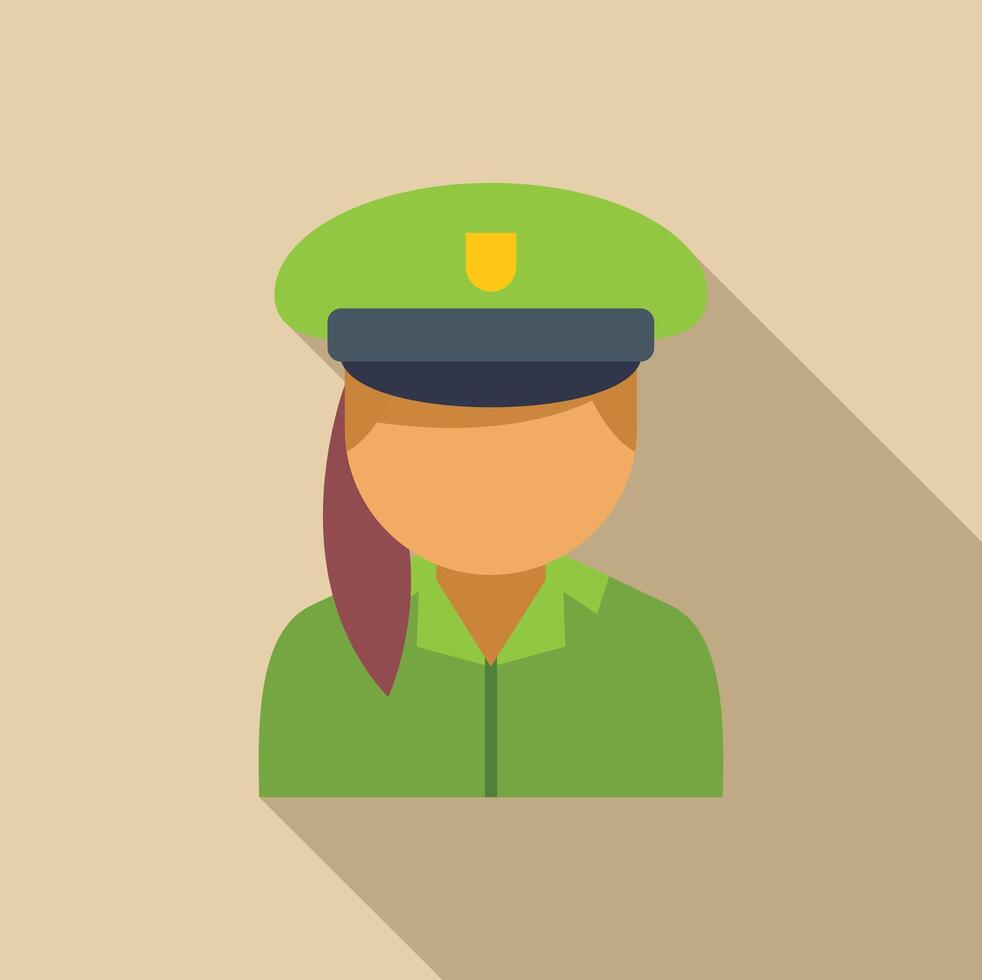 Female park ranger in uniform with long shadow flat icon design vector