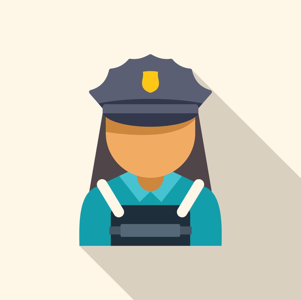 Female police officer character wearing uniform and hat vector
