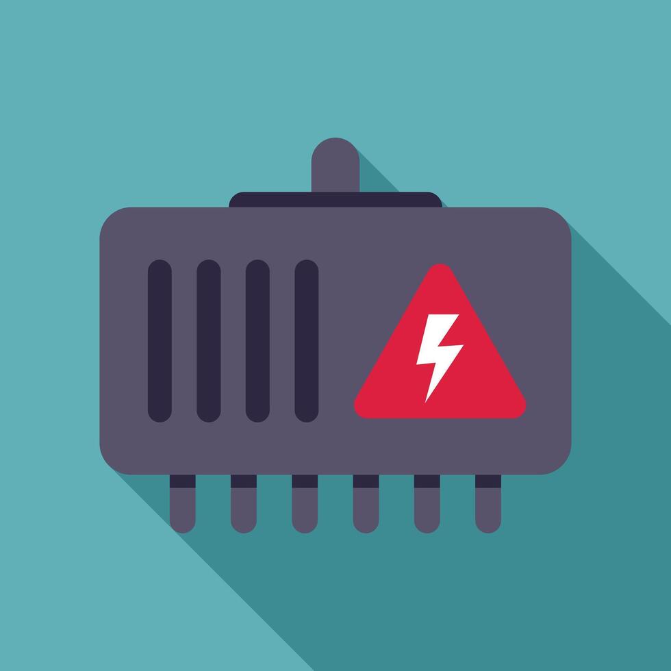 Electrical cabinet showing high voltage sign with long shadow vector