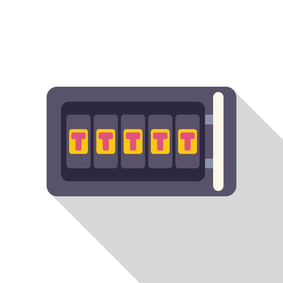 Slot machine showing five identical t letters icon vector