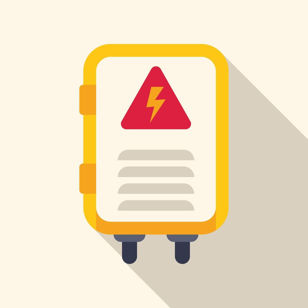Yellow electrical panel showing high voltage sign with long shadow vector