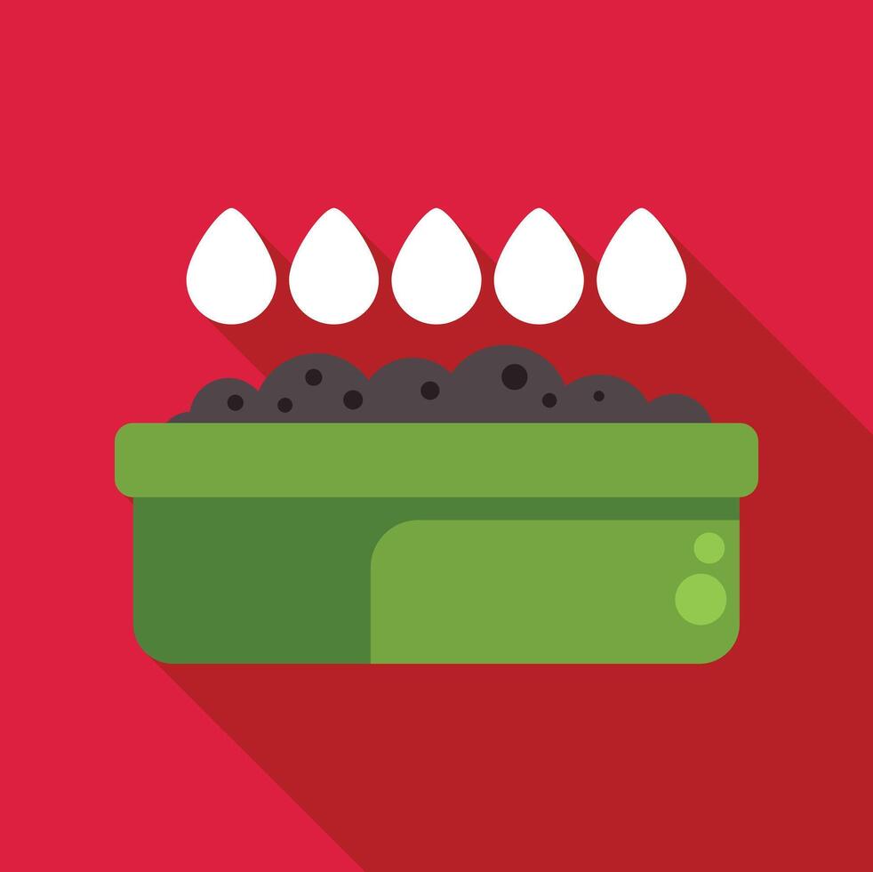 Green container being watered from above with five drops vector